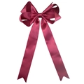 Large burgundy grosgrain ribbon hair bow with long streaming tails on white background - Wine Red (13#275)