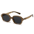 Foldable oversized tea brown sunglasses with black lenses and vintage frame design - 5th Gen - Coffee