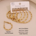 Three-pair set of gold-colored twisted texture geometric hoop earrings in stainless steel - Twisted Texture (8# Twist)