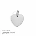 Silver heart-shaped stainless steel pendant charm for DIY jewelry making crafts - 13x13mm / Silver