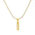 Collier doré avec pendentif vertical serti de six perles blanches sur chaîne serpent - Lettre I (SP723G-I)