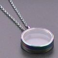 Rainbow plated stainless steel round glass locket pendant necklace with opening design - Inner Diameter 20mm / Colorful