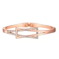 Close-up of rose gold geometric bracelet with double-layer pavé crystal setting - Bracelet Only