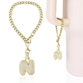 Golden letter N charm with zircon cubic stones on a Cuban chain for water bottle handles - Letter N