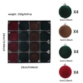 Set of 16 flocked Christmas tree ornaments 6cm in deep red, green, and brown tones - Green Red Coffee Mix