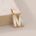 Minimalist 18K gold plated necklace pendant featuring letter M and white shell inlay - Letter M(KP115525-K)