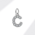 Elegant silver micro-paved zircon letter C pendant for personalized jewelry making - White Gold (Letter C)