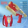 Mechanical backpack water gun toy with red straps and large capacity for children - Backpack Water Gun Steel Red 1500ML