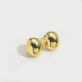 Minimalist oval gold-plated copper stud earrings with a highly polished metallic finish - Ellipse / Gold