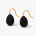 Pendientes de gota negros brillantes con ganchos de metal dorado y diseño minimalista - Negro (KDE1553)