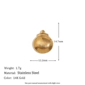 14K gold plated stainless steel shell pendant charm measuring 12.2mm by 14.7mm - Round Shell Pendant - Gold
