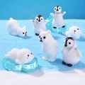 Set de animales polares de resina con pingüinos, focas y cubos de hielo en arena azul - Conjunto de animales polares (Pingüino, Foca, Oso polar)