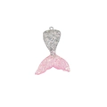 Close-up of pink gradient resin mermaid tail pendant with glitter and scale texture - Transparent Pink Gradient Glitter Style (Color No. 11)