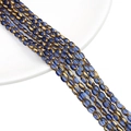 Blue and gold oval faceted crystal beads on white ceramic plate for DIY jewelry making - Approx 25pcs/Strand / 3x5mm / Transparent Royal Blue