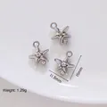 Set of three silver starfish pendants with crystals and DIY rings for jewelry making - 12# Silver Small Starfish