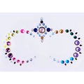 Colorful gemstone face stickers with multi-colored rhinestones in crown shape design - FG314R
