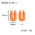 U-shaped orange enamel and gold titanium steel earrings with dimensions 20x16mm - Orange