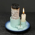 Blue ceramic incense burner set with tray for sage and candles in Nordic style - Azure