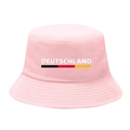 Pink Deutschland bucket hat for women with German flag stripe and white lettering - M / 6# Germany Stripes - Light Pink
