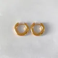 Classic 18K gold plated stainless steel chunky hoop earrings, 18mm diameter size - 18mm / Gold (NE93144)