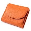 Portafoglio RFID sottile in vera pelle arancione con trama litchi e design piegato - Arancione