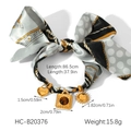 Dettaglio accessorio nastro di seta con ciondoli cuore e sole e misure del prodotto - Bracciale Stampa Vintage Sole Cuore (HC-B20376)