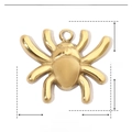 Macro view of a 12mm golden stainless steel spider pendant with weight and size details - YE325-Gold Spider