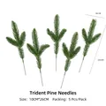 Artificial triple pine needle branch for DIY Christmas wreaths, 26cm green decor - 3-Prong Artificial Pine Leaf 5Pcs