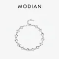 Bracciale in argento sterling S925 con maglie a croce traforate e chiusura a moschettone - Argento 925 / Argento