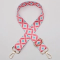Adjustable pink and blue bohemian flower pattern crossbody strap with gold metal hooks - Style 580 / Gold