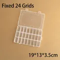 24-compartment clear PP plastic storage box with fixed dividers, 19x13x3.5cm organizer - Fixed 24 Compartments/19x13x3.5cm