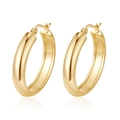 Polished 18K gold plated geometric stainless steel hoop earrings with mirror finish - Round 6MM*18MM / Gold