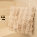 Detailed texture of beige faux fur cushion cover on a minimalist geometric pedestal - Decorative Pillow Cover / Light Coffee / 50*50CM