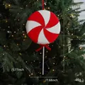 Red and white swirl lollipop Christmas tree ornament with a red bow, 14.5 inch tall - Large Candy Style C
