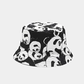 Chapeau bob réversible avec motif panda noir et blanc en toile de coton confortable - Grand Panda Noir