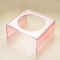 Pink translucent acrylic pet bowl stand with U-shaped design and circular opening - Solid Pink Single Rack