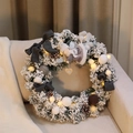 40cm Nordic Christmas wreath with angel doll, pine cones, and warm LED lights - 50cm Angel Luxury Grey Wreath (With Lights)