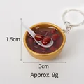 Miniature 3cm golden bowl red bean soup keychain pendant with spoon, 9g weight - 3cm Gold Bowl-No.8 (Keychain)