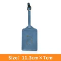 Light blue faux leather luggage tag with golden heart-shaped plane design and buckle - Light Blue
