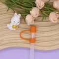 10mm orange silicone straw cover cap accessory on a reusable translucent straw - 10mm Straw Cap (Without Straw) / Orange