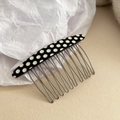 Polka dot acetate hair comb with eleven metal teeth for sleek fringe styling - 11-Teeth Hair Comb / Black and White Polka Dot