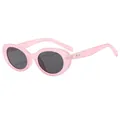 Lunettes de soleil ovales rétro rose pâle avec verres gris et détails étoiles dorées - Rose
