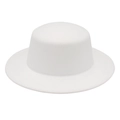 Classic white wide brim flat top fedora hat with a minimalist minimalist french style design - 6.5cm Brim Width / White Dome