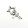 Llavero de estrella plateada con lazo y mini colgante de estrella para bolsos - Gancho de Estrella + Lazo + Estrella Pequeña / Colgante de Estrella Plateado