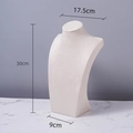 Cream velvet necklace bust display stand with 30cm height and 17.5cm neck width - Beige Velvet H-type 30cm High