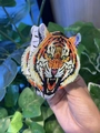 Vibrant tiger-shaped acrylic hair claw clip with colorful roaring tiger pattern - Tiger