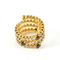 18K gold plated spiral multi-layer ring with black teardrop stones and pavé zircons - Black Teardrop Stone (886)
