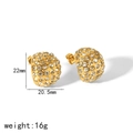 Boucles d'oreilles dôme dorées avec cristaux, taille 22mm x 20,5mm, poids 16g - Style Strass Doré (TE6599-CZ)