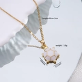 18K gold plated copper turtle necklace with white enamel shell and 45cm adjustable chain - Gold / White Enamel Turtle
