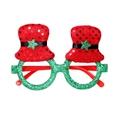 Christmas party glasses with green glitter frames and red sequin santa hats - Red Hat Green Frame
